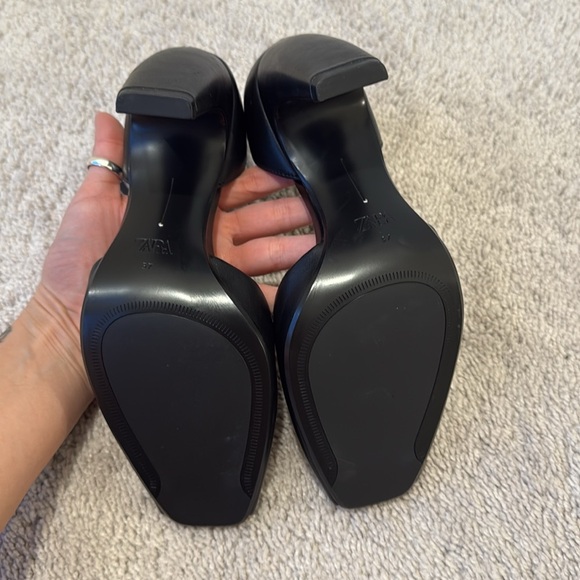 ZARA Genuine Leather Heels with Ankle Strap | Size 37 (US 6.5) | Black - Picture 8 of 8